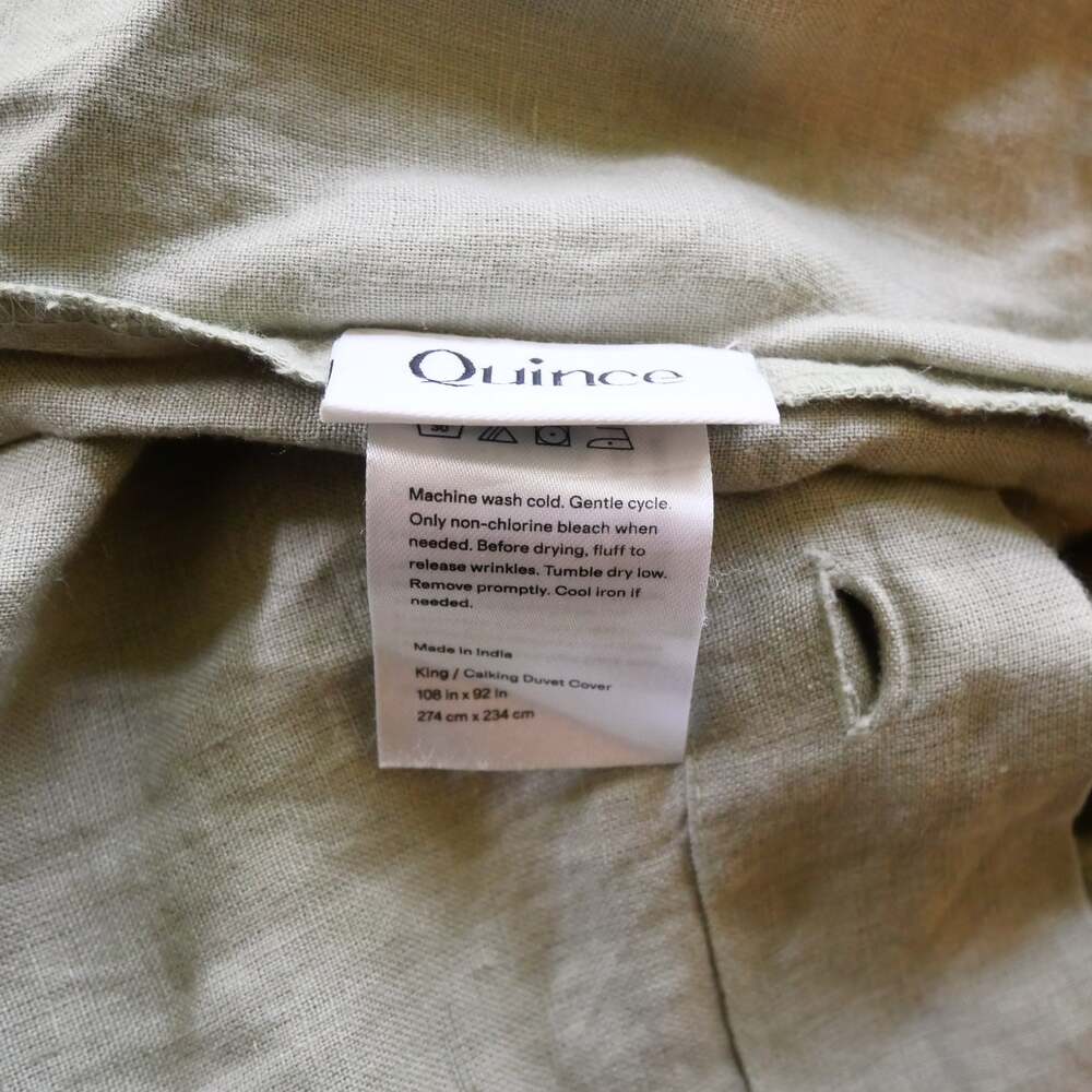 Quince King Linen Duvet Cover + Shams Willowleaf Green California King NEW